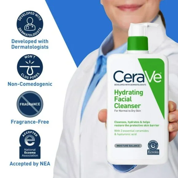 2 pk CeraVe Hydrating Facial Cleanser, Normal to Dry Skin, 12 fl. oz. - Picture 3 of 9